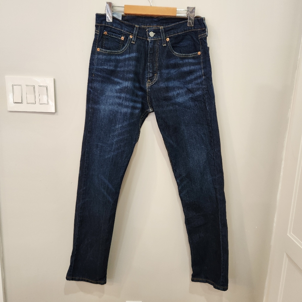 Levis 505 Jeans Mens Blue Dark Wash Regular Fit Straight Leg Stretch Denim 30x30